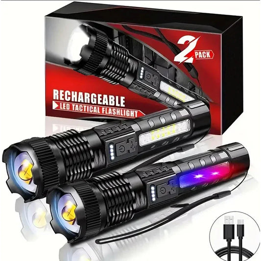 Tactical Flashlight 2PCS X1– Ultra-Bright, Rechargeable & Durable LED Torch
